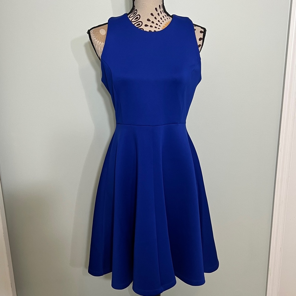 Milly Royal Blue Sleeveless Fit-and-Flare Mini Dress